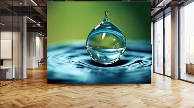 Abstract splash water drop create circular waves with beautiful light, transparent raindrop falling. Wall mural