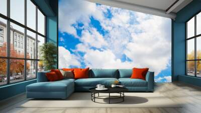 Blue sky and clouds in sunny day nature Wall mural