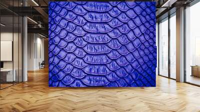 Close up of blue Luxury snake skin texture Wall mural