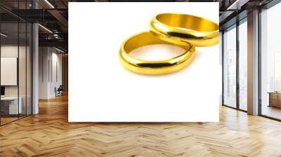 close up of two gold rings for wedding isolated on white Wall mural