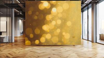 Dark Abstract Gold bokeh sparkle on black Wall mural