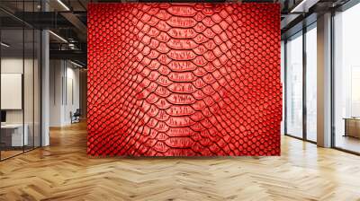 Red snake skin texture pattern can see the surface details. Wall mural