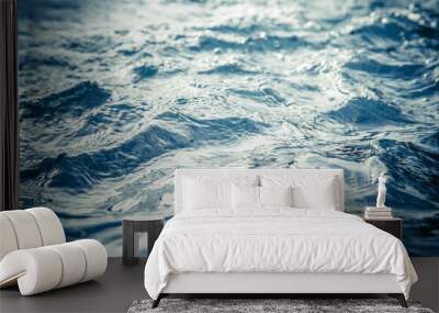 Vintage blue water wave Wall mural