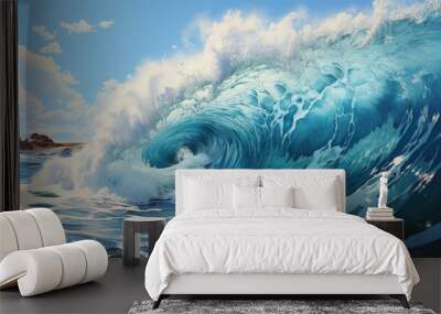 A gentle ocean wave. AI generated Wall mural