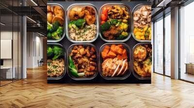 Balanced meal prep for a healthy lifestyle. AI generated Wall mural