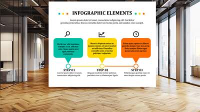 Simple vector numbered list template on white background. Decorated elementary infographics layout with sample text and icons. Wall mural