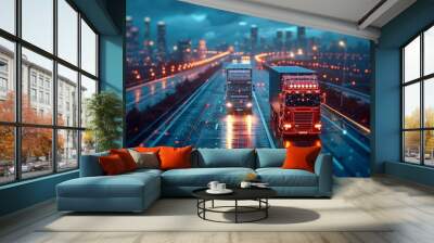 The international transportation of the logistics company. AI generate illustration Wall mural