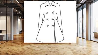 Blue female restrained coat buttoned. Women s outerwear..Woman clothes single icon in outline style vector symbol stock illustration. Wall mural