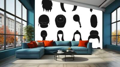 Female hairstyle black icons in set collection for design. Stylish haircut vector symbol stock web illustration. Wall mural