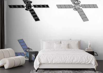 Space station in orbit. Space technology single icon in cartoon style vector symbol stock illustration web. Wall mural