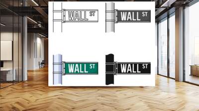 wall street sign icon in cartoon style isolated on white background. money and finance symbol stock  Wall mural