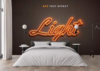 Neon light wall sign text effect Wall mural