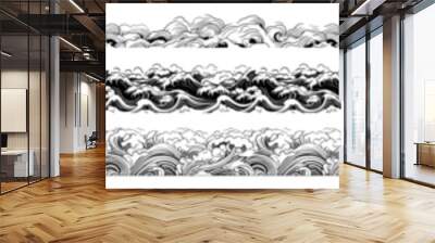 asian wave border. cloud pattern tile. Wall mural