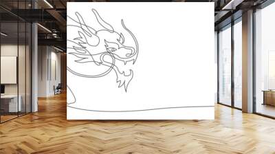 Continuous one line drawing ancient Chinese dragon. Vector illustration Chinese new year. Wall mural