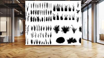 set of bush grass shrub herb silhouette vector transparent background eps 10 Wall mural