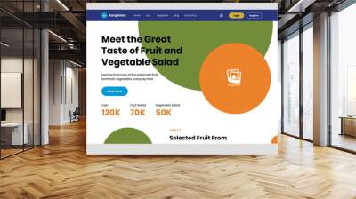 Landing page fruit sald ui design template vector. Layout app mobile developer. Suitable for designing mobile android and ios Wall mural