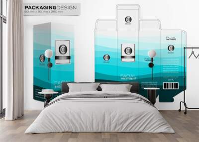 Packaging design template box layout for cosmetic product. Treatment concept vector Wall mural