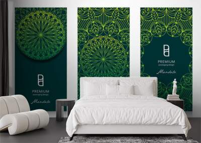 Packaging template layout. Collection of design elements for product. Premium elegant mandala vector Wall mural