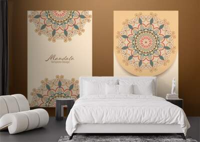 Template design elements Mandala art abstract for packaging and card vector Wall mural