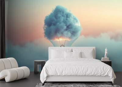 Lightbulb with Cloud Inside Wall mural