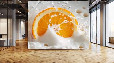 Orange Splash in Milk Wall mural