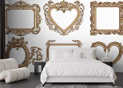 Ornate Golden Frames Set Wall mural