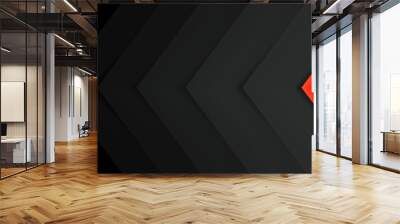 Abastract black background with red accent. Geometry dark pattern. Vector design backdrop Wall mural