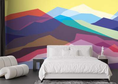 Color mountains, translucent waves, abstract glass shapes, modern background, vector design Illustration for you project Wall mural