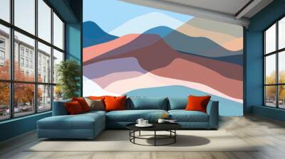 Color mountains, translucent waves, abstract glass shapes, modern background, vector design Illustration for you project Wall mural