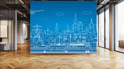 Industrial panorama, technology landscape night city Wall mural