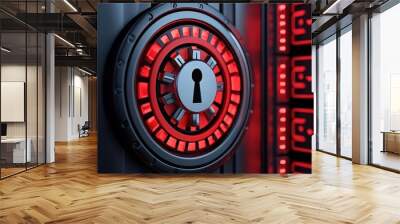 Encrypted database, stored inside a vault with multiple security layers, 3D illustration Wall mural