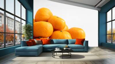 multiple orange on  white marble surface. Concept for fruit nutrition and diet food. Wall mural