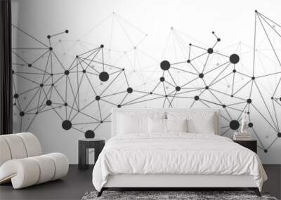 Network Connecting dot polygon background. Concept of Network Business, technology, Data and chemical. Dot connect line abstract background represent futuristic network and data transformation Wall mural