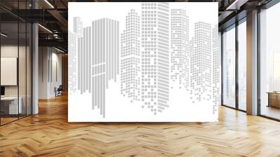 Panorama city Building background with windows pixel shape Wall mural