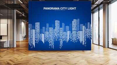 Panorama city Building background with windows pixel shape Wall mural