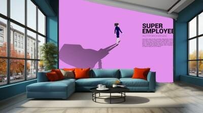 Silhouette of businesswoman and her shadow of superhero.concept of empower potential and human resource management Wall mural