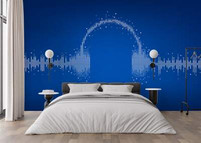 Sound wave Music Equalizer background, audio visual headphone icon Wall mural