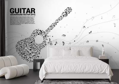 Vector music melody note dancing flow shape guitar icon . Concept background for song and guitar concert theme. Wall mural