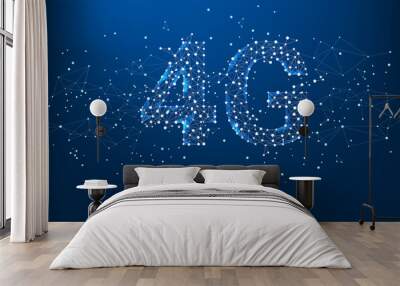 Vector Polygon dot connect line shaped 4G mobile network. Concept for mobile phone data sim card technology. Wall mural