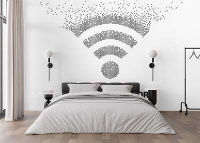 Vector Polygon wi-fi mobile data network icon from pixel. Concept for data transfer of mobile and wi-fi data network. Wall mural