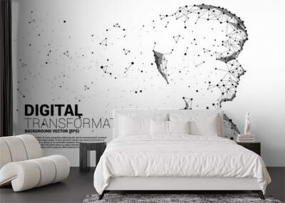 Vector silhouette of man head from dot connect line polygon . Concept background human future and technology Wall mural