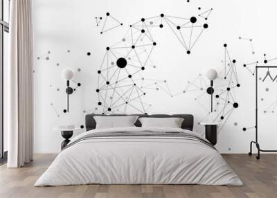 Vector Wireframe polygonal lines Connect dot Geometric sphere isolated on white background. Concept of Big Data and data transformation. Wall mural