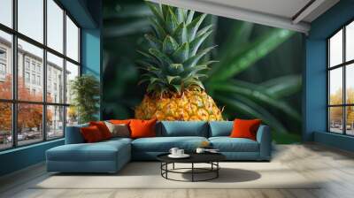 An advertisement shot of a perfectly fresh pineapple, captured in an award-winning photo with stunning detail and appealing presentation Wall mural