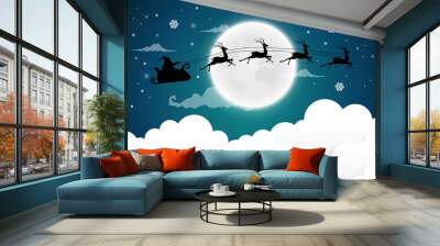 Christmas and New Years background with Santa claus on sky.vector Wall mural