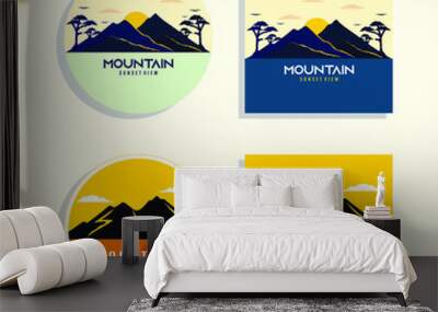 Mountain Logo Template, With 2 Choices Of Circle Or Square Shapes, Suitable For Logos And Beautiful As Wall Decorations Wall mural