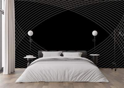 Abstract black background with intersecting wave lines. Wall mural