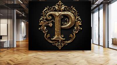 Artistic Letter P Ornament Logo: Elegant Design for Creative Agencies and Boutique Branding Wall mural