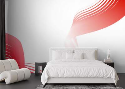 white red flag gradient background abstract wavy tech lines  Wall mural