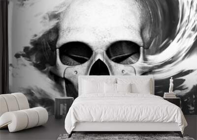 human skull with smoke Wall mural