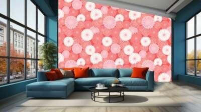 Japanese Circle Flower Vector Seamless Pattern Wall mural